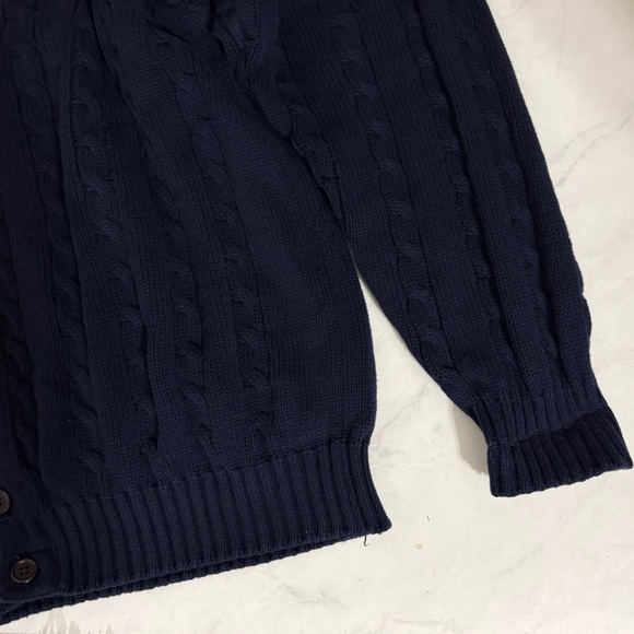United Colors Of Benetton Mens Size 52 Navy Blue Cable Knit Cardigan Preppy - Picture 6 of 6